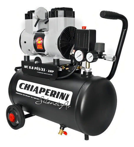 motocompressor de ar silencioso 21l 2hp 8.8 pés chiaperini preto 220v 60hz monofásica