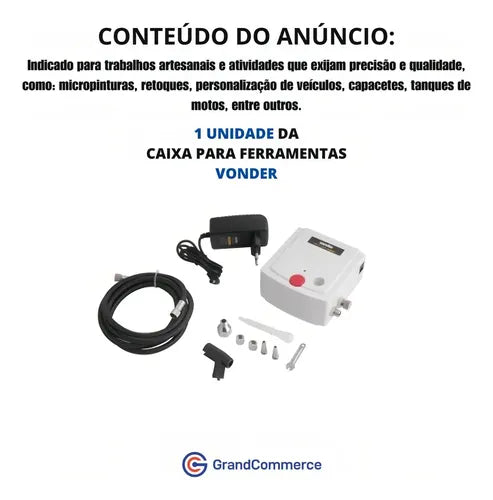 aerógrafo vonder 2ml com mangueira e compressor 127/220v