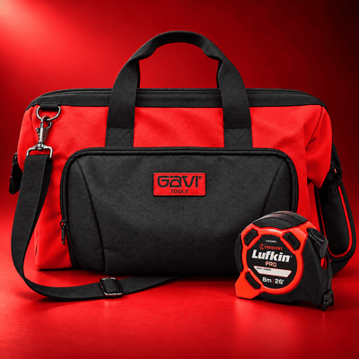 Bolsa De Ferramenta C/ Alça Base Rígida 23 Bolsos + Trena L600 8m Lufkin
