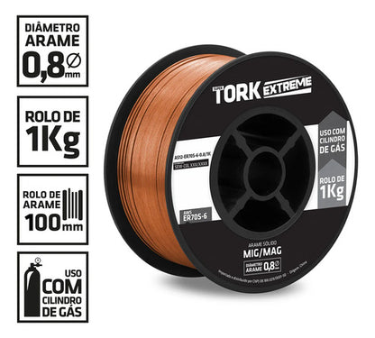 Arame Sólido Cobreado Super Tork Extreme 0,8mm 1kg Laranja Laranja