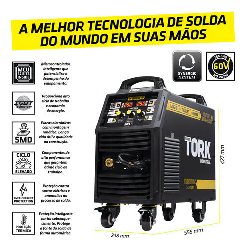 máquina de solda inversora mig mma touch 250s tork 220v