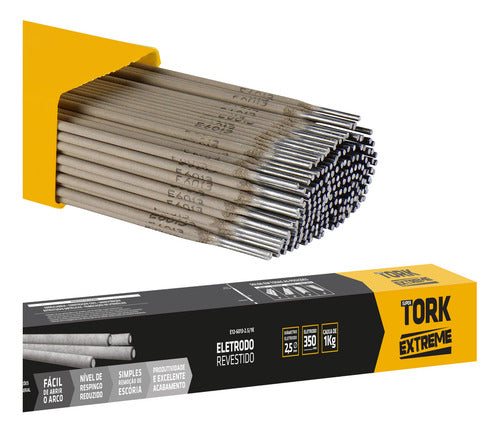 Vareta Eletrodo Revestido Solda E6013 2,5mm Caixa 1kg Tork Cinza-escuro