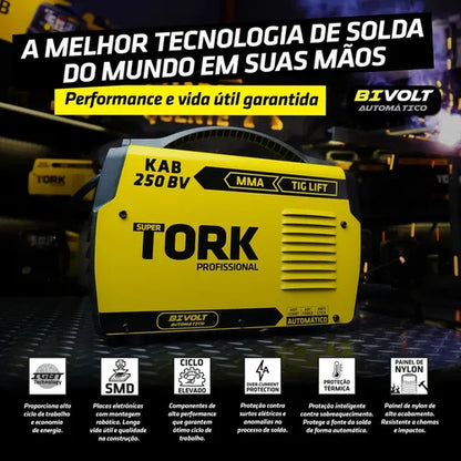 Maquina De Solda Inversora Kab 250 Amp Mma Tig Tork Amarelo/preto 127/220v