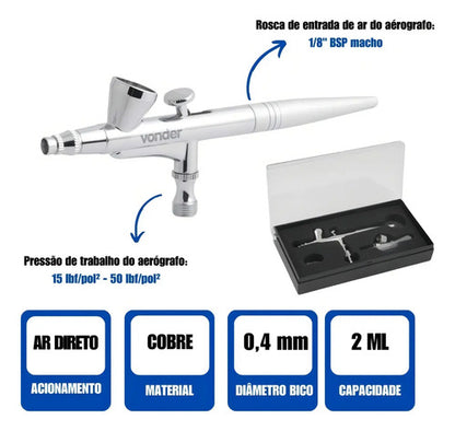 Aerógrafo Vonder 2ml Com Mangueira E Compressor 127/220v