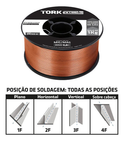 Arame Sólido Cobreado Super Tork Extreme 0,8mm 1kg Laranja Laranja