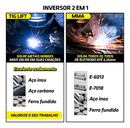 maquina de solda inversora tork kab 3.2 mma eletrodo 220v amarelo 220v