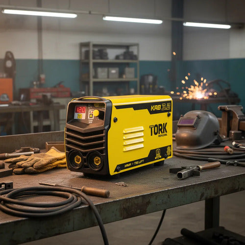 maquina de solda inversora tork kab 3.2 mma eletrodo 220v amarelo 220v
