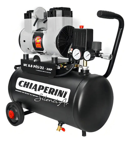Motocompressor De Ar Silencioso 21l 2hp 8.8 Pés Chiaperini Preto 220v 60hz Monofásica