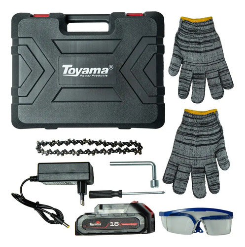 mini serra de poda toyama bateria 18v portátil tbt18mcs4-k2 vermelho com preto 127/220v