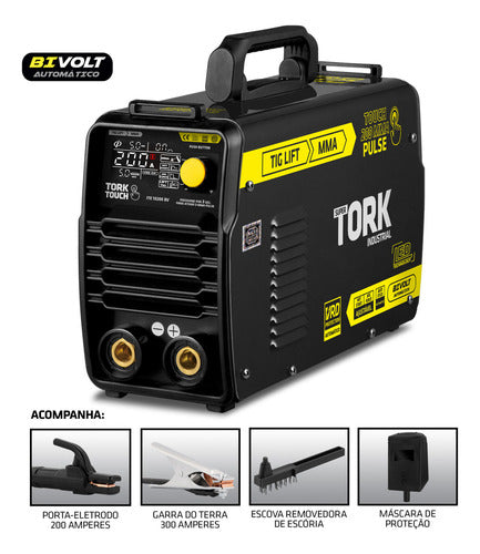 máquina de solda inversora super tork industrial touch 200bv preto 127/220v