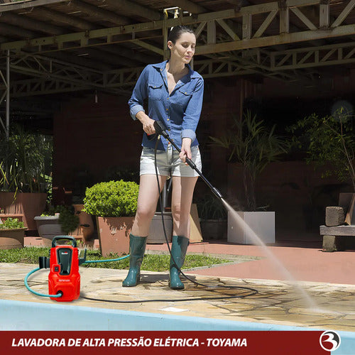 lavadora alta pressão compacta mangueira 3m toyama tepw1600 vermelho 220v 60hz
