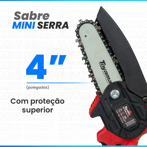 mini serra de poda toyama bateria 18v portátil tbt18mcs4-k2 vermelho com preto 127/220v