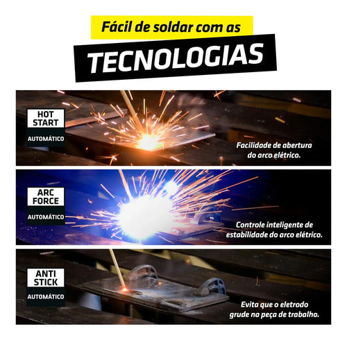 maquina inversora de solda combo portátil kab 3.2 tork 120a amarelo 220v