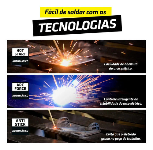 maquina de solda inversora tork kab 3.2 mma eletrodo 220v amarelo 220v