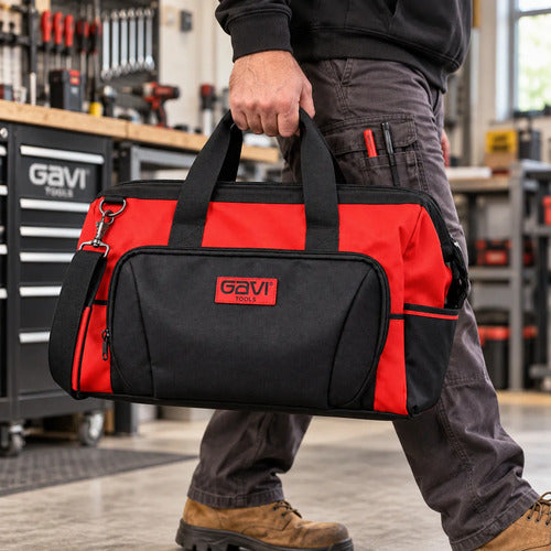 bolsa de ferramenta c/ alça base rígida 23 bolsos + trena l600 8m lufkin
