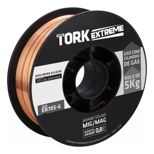 arame para solda tork mig 0,8mm rolo 5kg