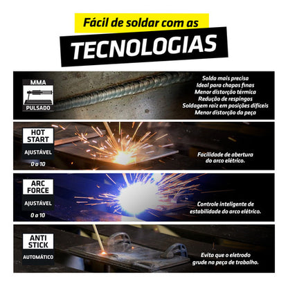 Máquina De Solda Inversora Super Tork Industrial Touch 200bv Preto 127/220v