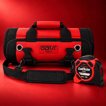 Bolsa Rolo P/ Ferramentas 6 Bolsos Tecido 600d Gavi Até 10kg + Trena L600 8m Lufkin