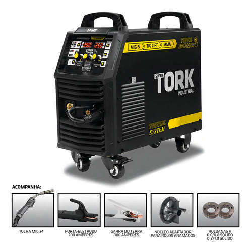 máquina de solda inversora mig mma touch 250s tork 220v